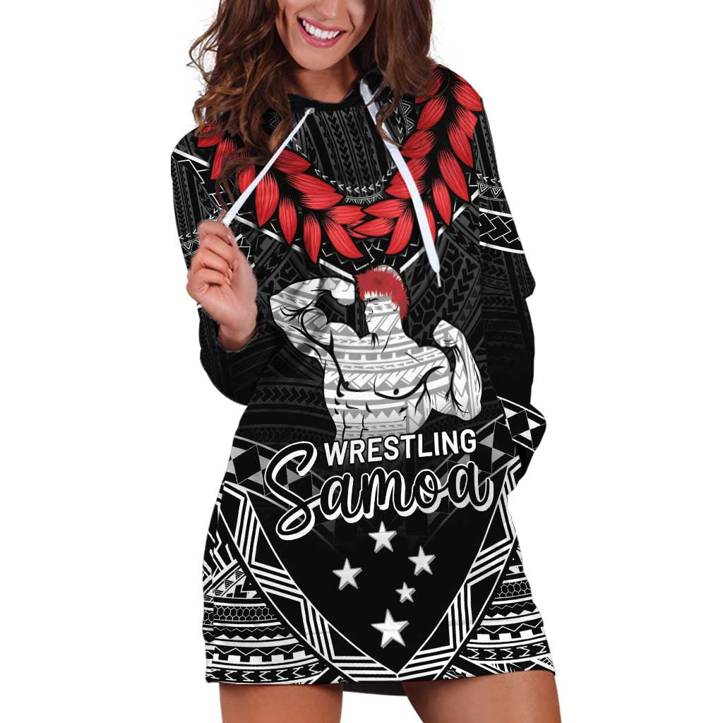 Custom Samoa Wrestling Hoodie Dress Samoan Wrestler Ulafala Style LT05 Black - Polynesian Pride