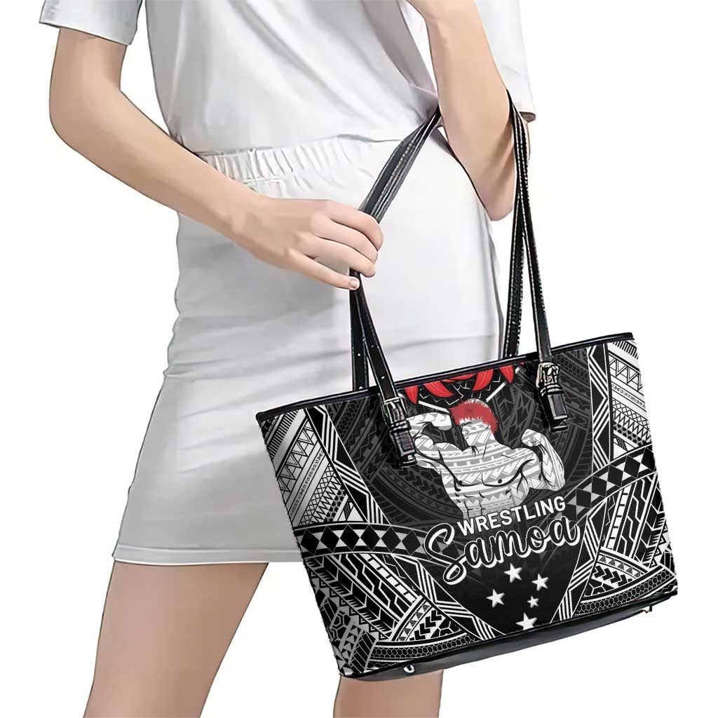 Samoa Wrestling Leather Tote Bag Samoan Wrestler Ulafala Style LT05 - Polynesian Pride