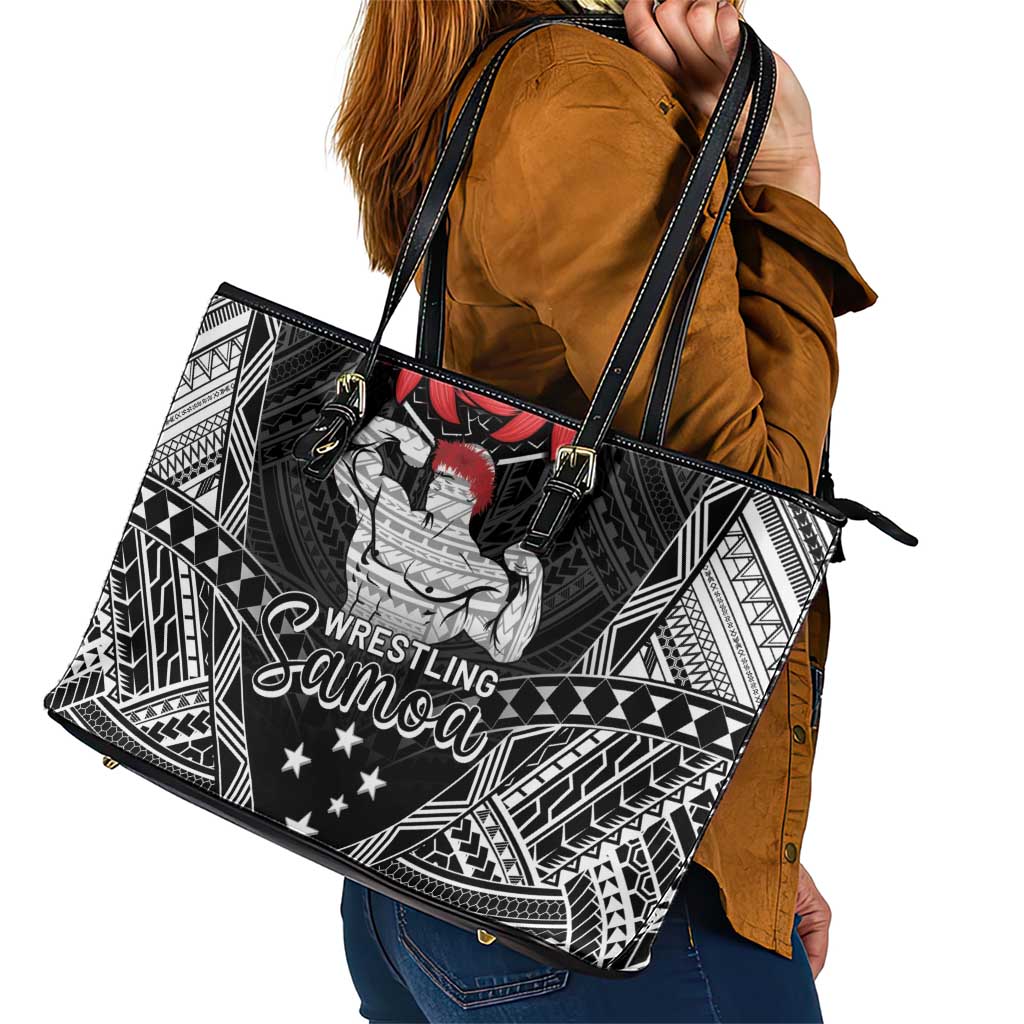 Samoa Wrestling Leather Tote Bag Samoan Wrestler Ulafala Style LT05 - Polynesian Pride