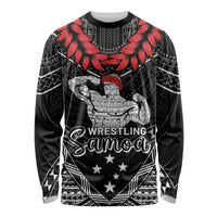 Custom Samoa Wrestling Long Sleeve Shirt Samoan Wrestler Ulafala Style LT05 Unisex Black - Polynesian Pride