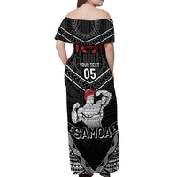 Custom Samoa Wrestling Off Shoulder Maxi Dress Samoan Wrestler Ulafala Style LT05 - Polynesian Pride