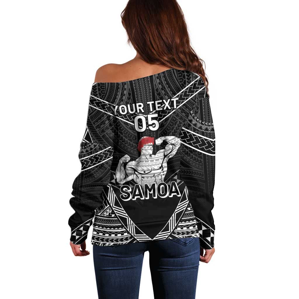 Custom Samoa Wrestling Off Shoulder Sweater Samoan Wrestler Ulafala Style LT05 - Polynesian Pride