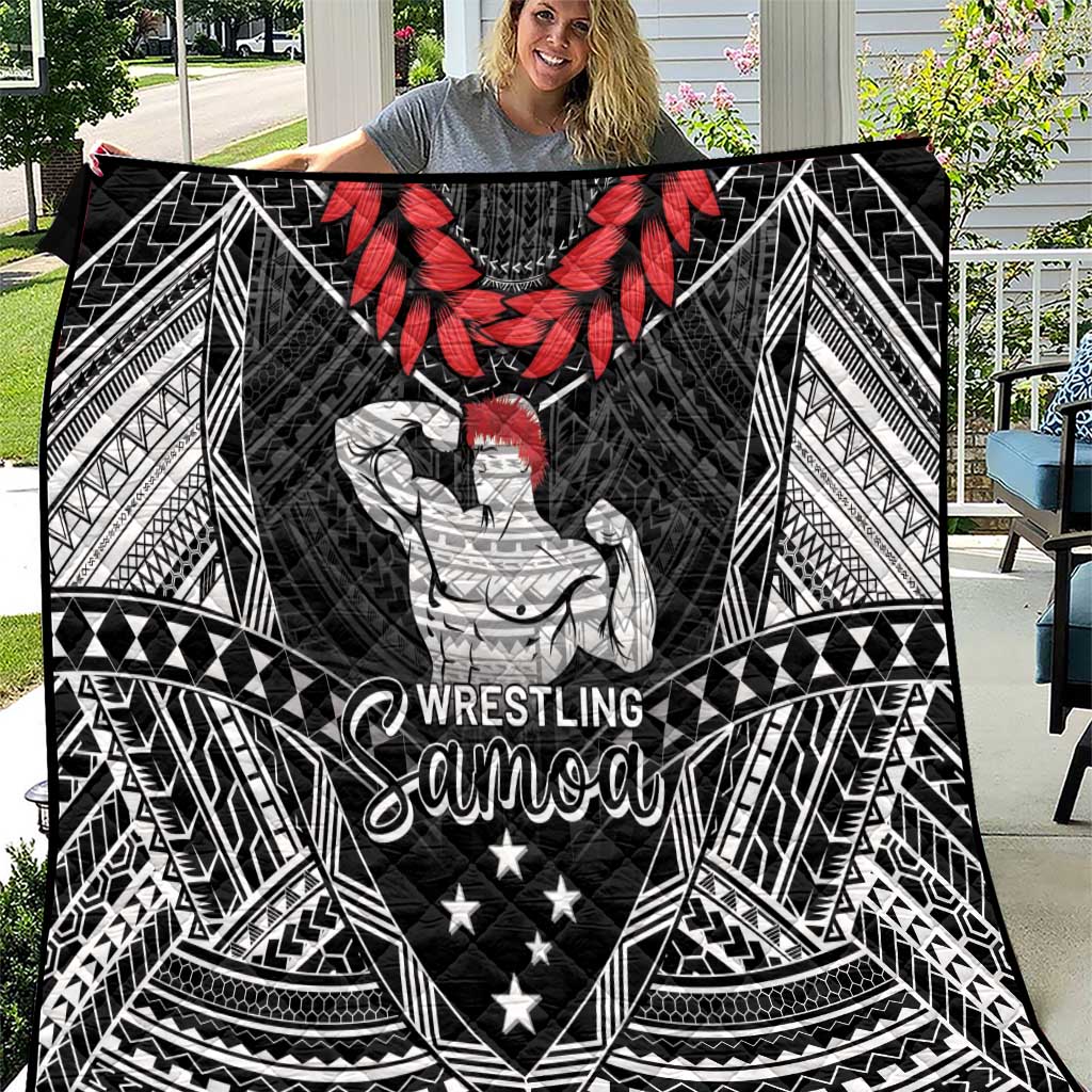 Samoa Wrestling Quilt Samoan Wrestler Ulafala Style LT05 Black - Polynesian Pride