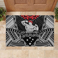 Samoa Wrestling Rubber Doormat Samoan Wrestler Ulafala Style LT05 Black - Polynesian Pride