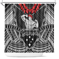 Samoa Wrestling Shower Curtain Samoan Wrestler Ulafala Style LT05 Black - Polynesian Pride