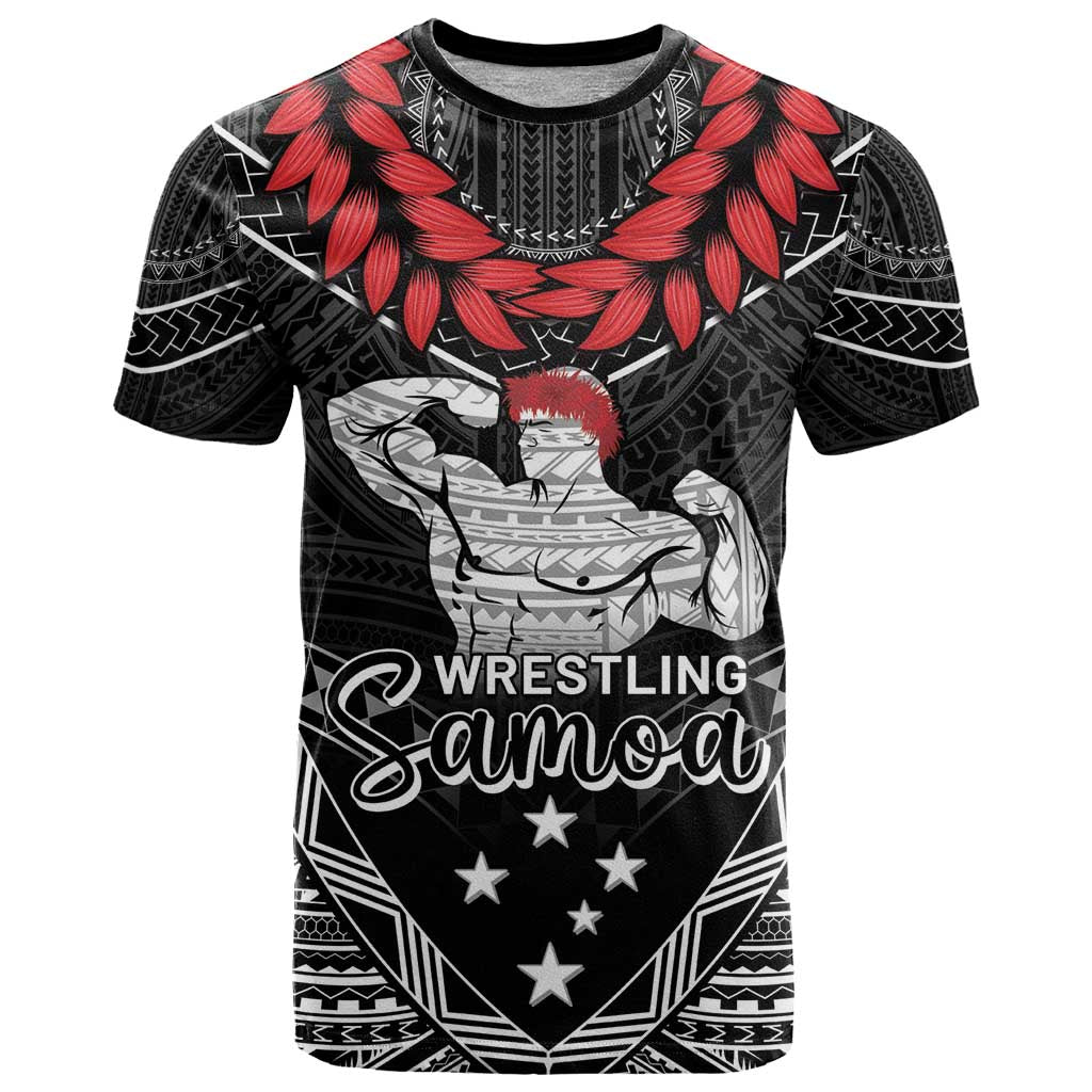 Custom Samoa Wrestling T Shirt Samoan Wrestler Ulafala Style LT05 Black - Polynesian Pride