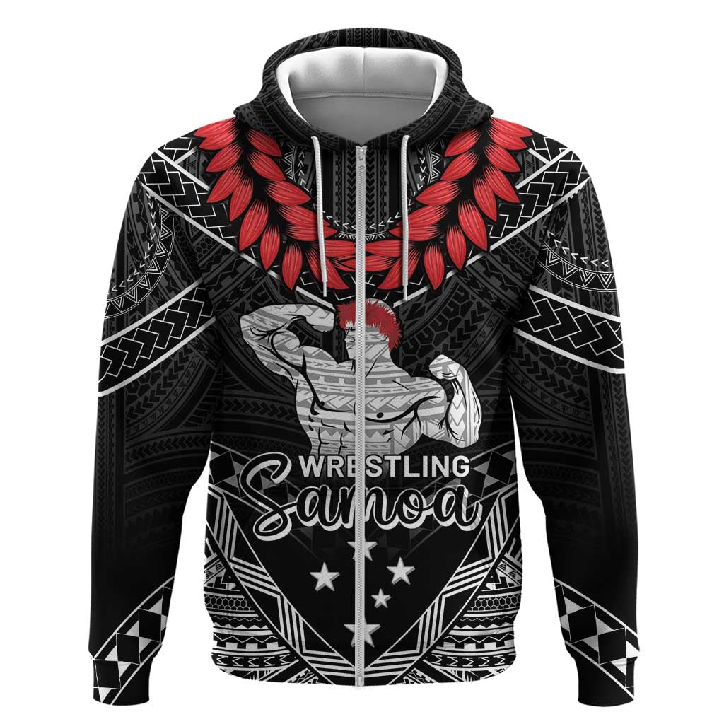 Custom Samoa Wrestling Zip Hoodie Samoan Wrestler Ulafala Style