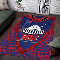 FAST Party Samoa Area Rug Samoan Coat Of Arms Ulafala Style LT05 Blue - Polynesian Pride
