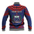 Personalised FAST Party Samoa Baseball Jacket Samoan Coat Of Arms Ulafala Style