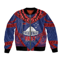 Personalised FAST Party Samoa Bomber Jacket Samoan Coat Of Arms Ulafala Style LT05 Unisex Blue - Polynesian Pride