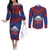 Personalised FAST Party Samoa Couples Matching Off The Shoulder Long Sleeve Dress and Long Sleeve Button Shirt Samoan Coat Of Arms Ulafala Style