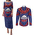 Personalised FAST Party Samoa Couples Matching Puletasi and Long Sleeve Button Shirt Samoan Coat Of Arms Ulafala Style