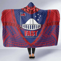 FAST Party Samoa Hooded Blanket Samoan Coat Of Arms Ulafala Style LT05 One Size Blue - Polynesian Pride