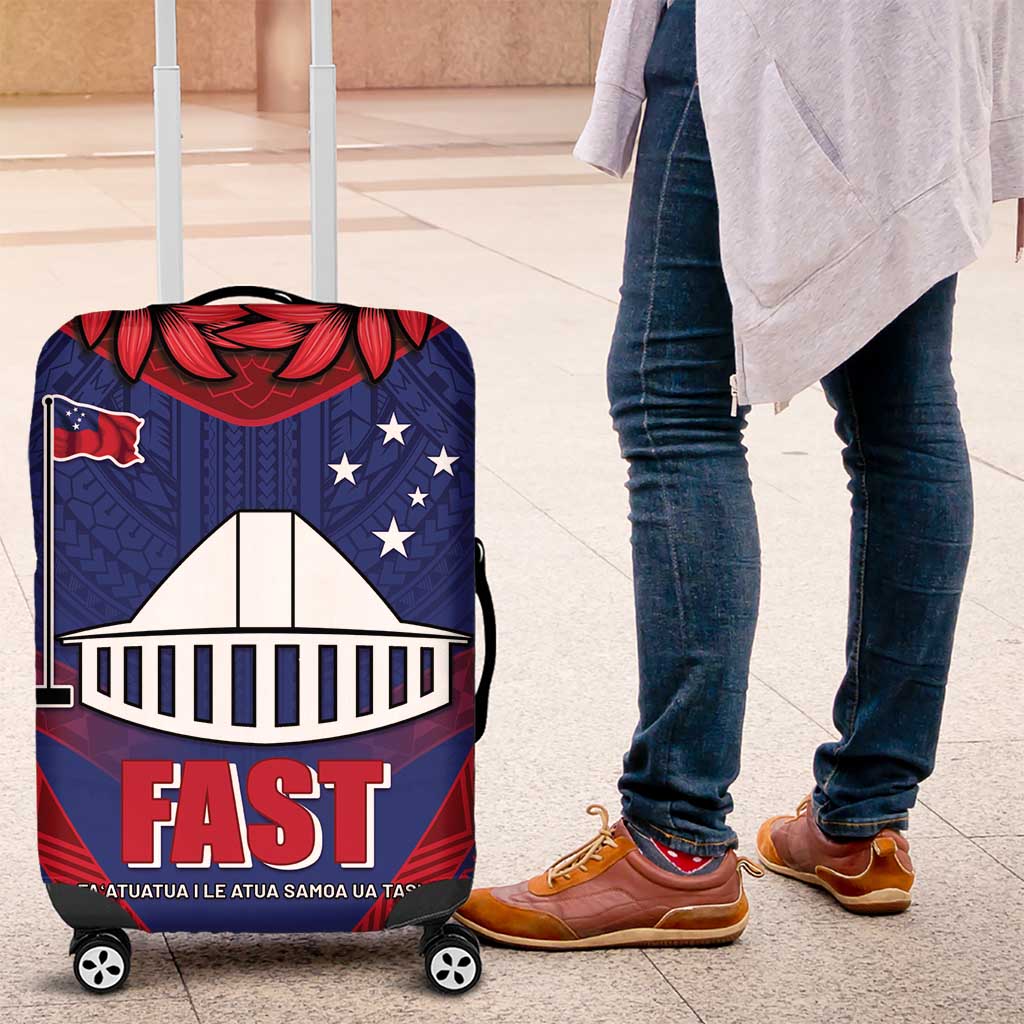 FAST Party Samoa Luggage Cover Samoan Coat Of Arms Ulafala Style LT05 Blue - Polynesian Pride
