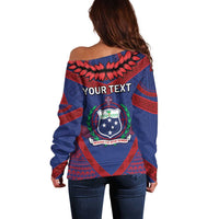 Personalised FAST Party Samoa Off Shoulder Sweater Samoan Coat Of Arms Ulafala Style LT05 - Polynesian Pride
