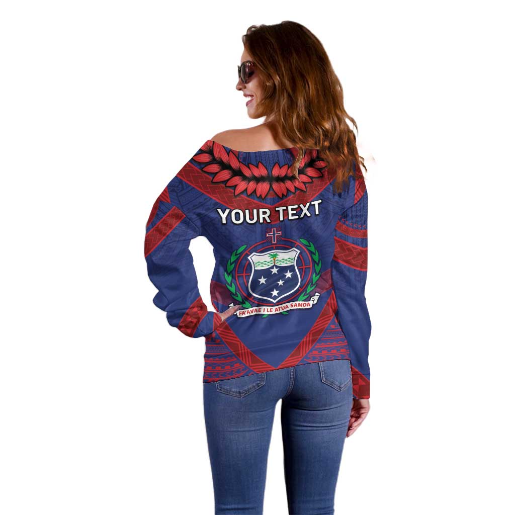 Personalised FAST Party Samoa Off Shoulder Sweater Samoan Coat Of Arms Ulafala Style LT05 - Polynesian Pride
