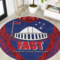 FAST Party Samoa Round Carpet Samoan Coat Of Arms Ulafala Style LT05 Blue - Polynesian Pride