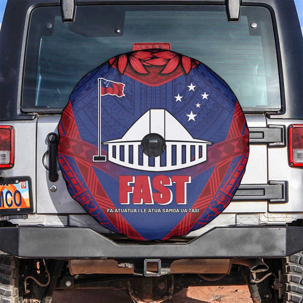 FAST Party Samoa Spare Tire Cover Samoan Coat Of Arms Ulafala Style LT05 Blue - Polynesian Pride