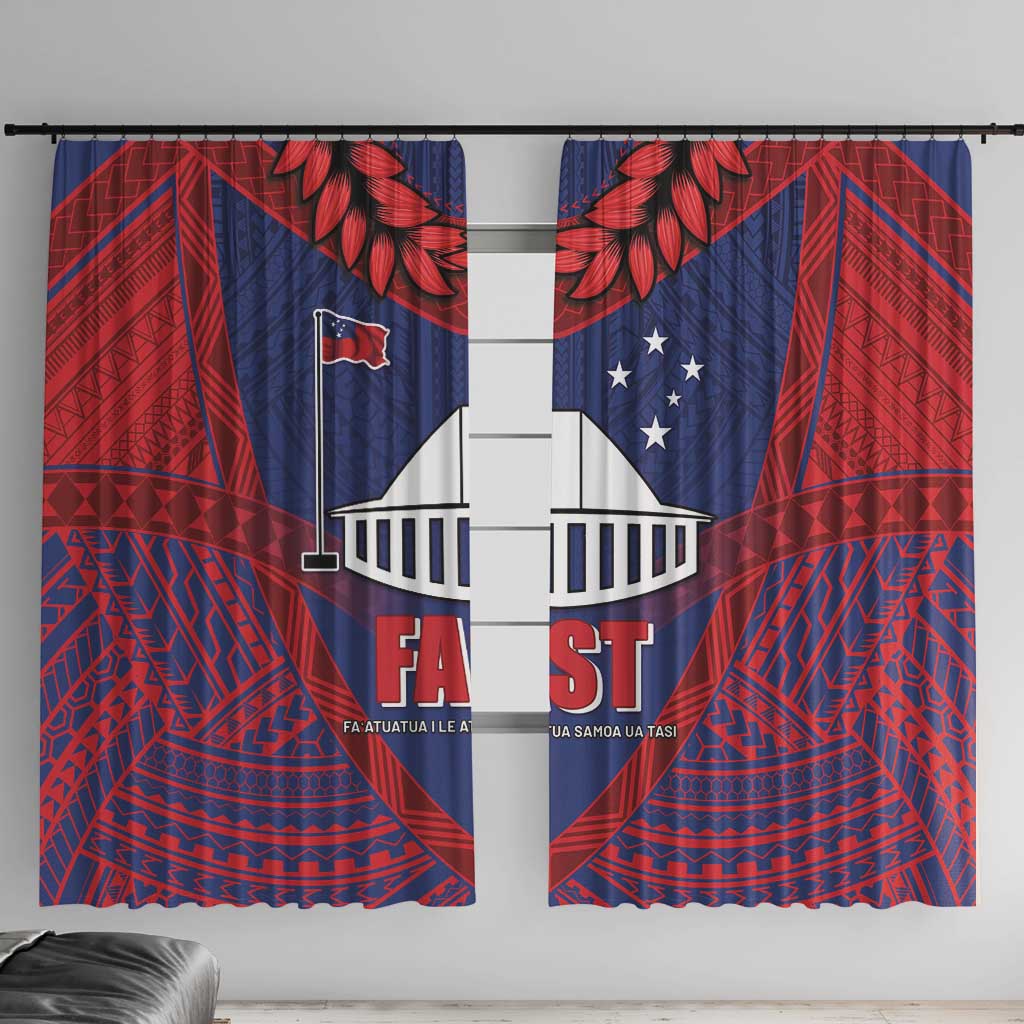 FAST Party Samoa Window Curtain Samoan Coat Of Arms Ulafala Style LT05 With Hooks Blue - Polynesian Pride