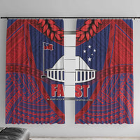 FAST Party Samoa Window Curtain Samoan Coat Of Arms Ulafala Style LT05 With Hooks Blue - Polynesian Pride