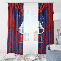 FAST Party Samoa Window Curtain Samoan Coat Of Arms Ulafala Style LT05 - Polynesian Pride