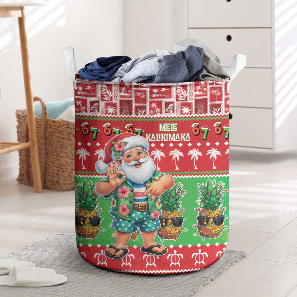 Mele Kalikimaka Hawaii Christmas Laundry Basket Funny Santa 67 Gen Alpha Slang LT05 Red - Polynesian Pride