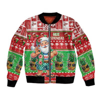Mele Kalikimaka Hawaii Christmas Bomber Jacket Funny Santa 67 Gen Alpha Slang LT05 Unisex Red - Polynesian Pride