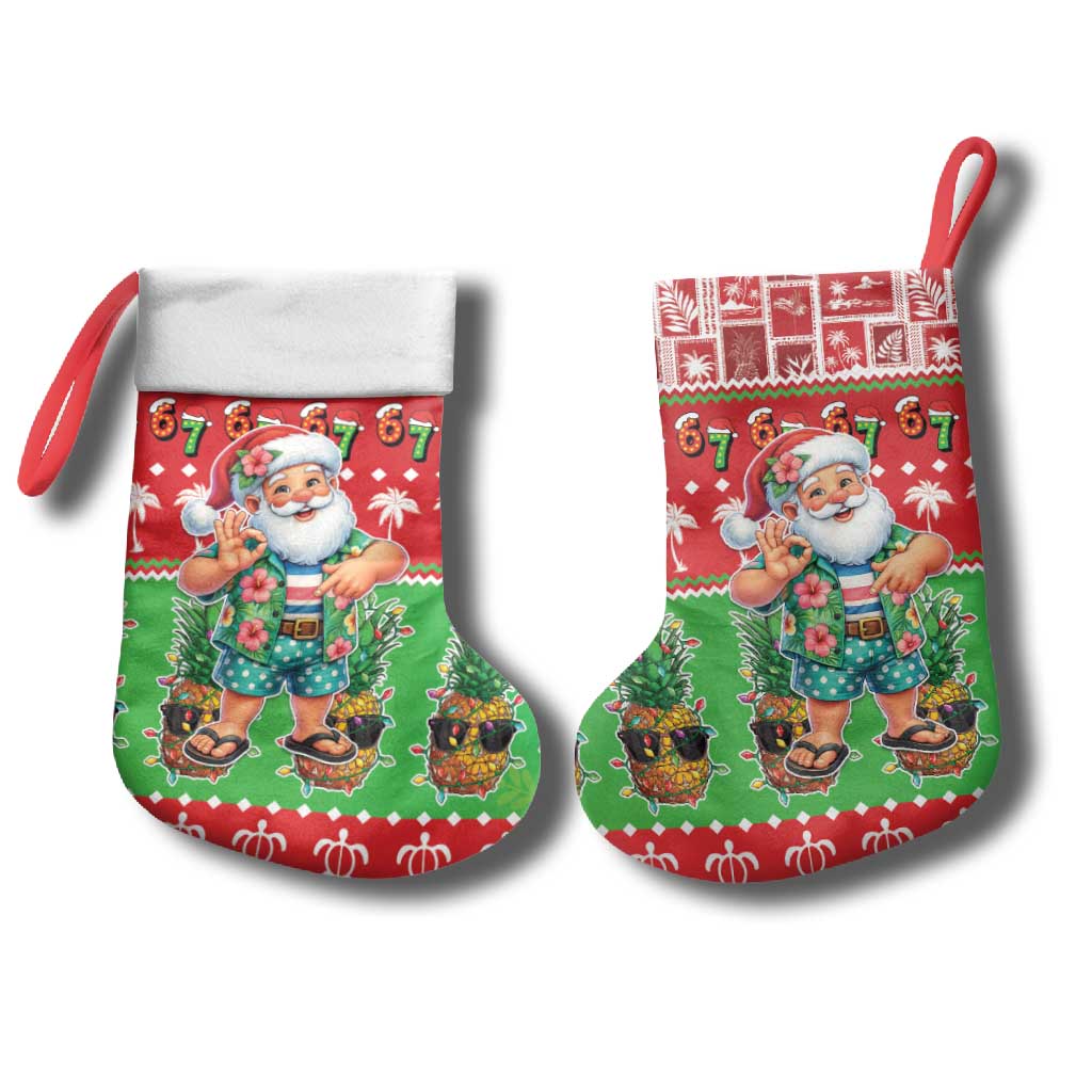 Mele Kalikimaka Hawaii Christmas Stocking Funny Santa 67 Gen Alpha Slang LT05 - Polynesian Pride