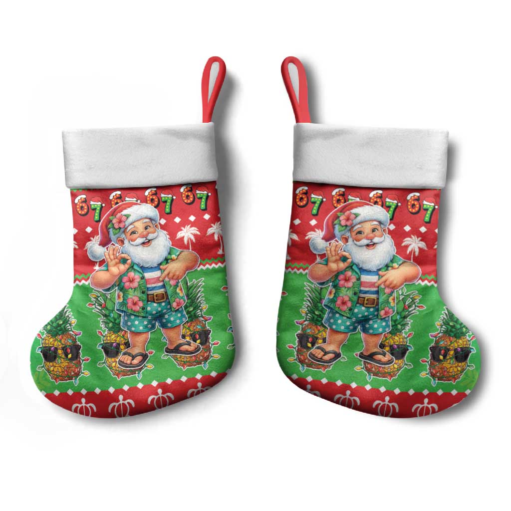 Mele Kalikimaka Hawaii Christmas Stocking Funny Santa 67 Gen Alpha Slang LT05 - Polynesian Pride