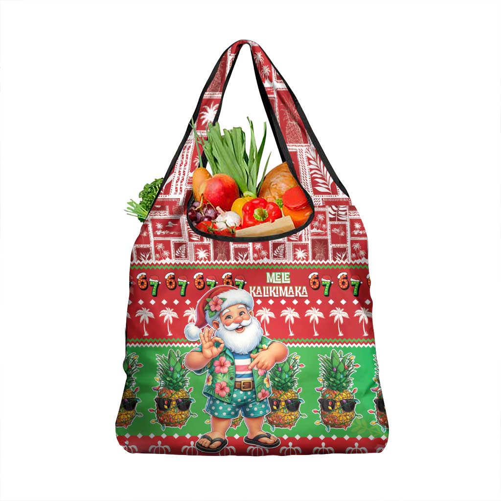 Mele Kalikimaka Hawaii Christmas Grocery Bag Funny Santa 67 Gen Alpha Slang LT05 1-pack One Size Red - Polynesian Pride