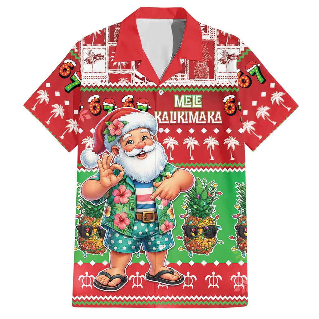 Mele Kalikimaka Hawaii Christmas Hawaiian Shirt Funny Santa 67 Gen Alpha Slang LT05 Red - Polynesian Pride