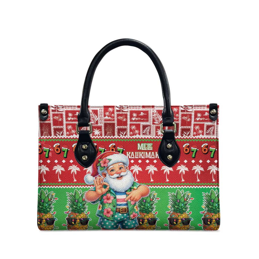 Mele Kalikimaka Hawaii Christmas Leather Bag Funny Santa 67 Gen Alpha Slang LT05 - Polynesian Pride