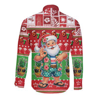 Mele Kalikimaka Hawaii Christmas Long Sleeve Button Shirt Funny Santa 67 Gen Alpha Slang LT05 - Polynesian Pride