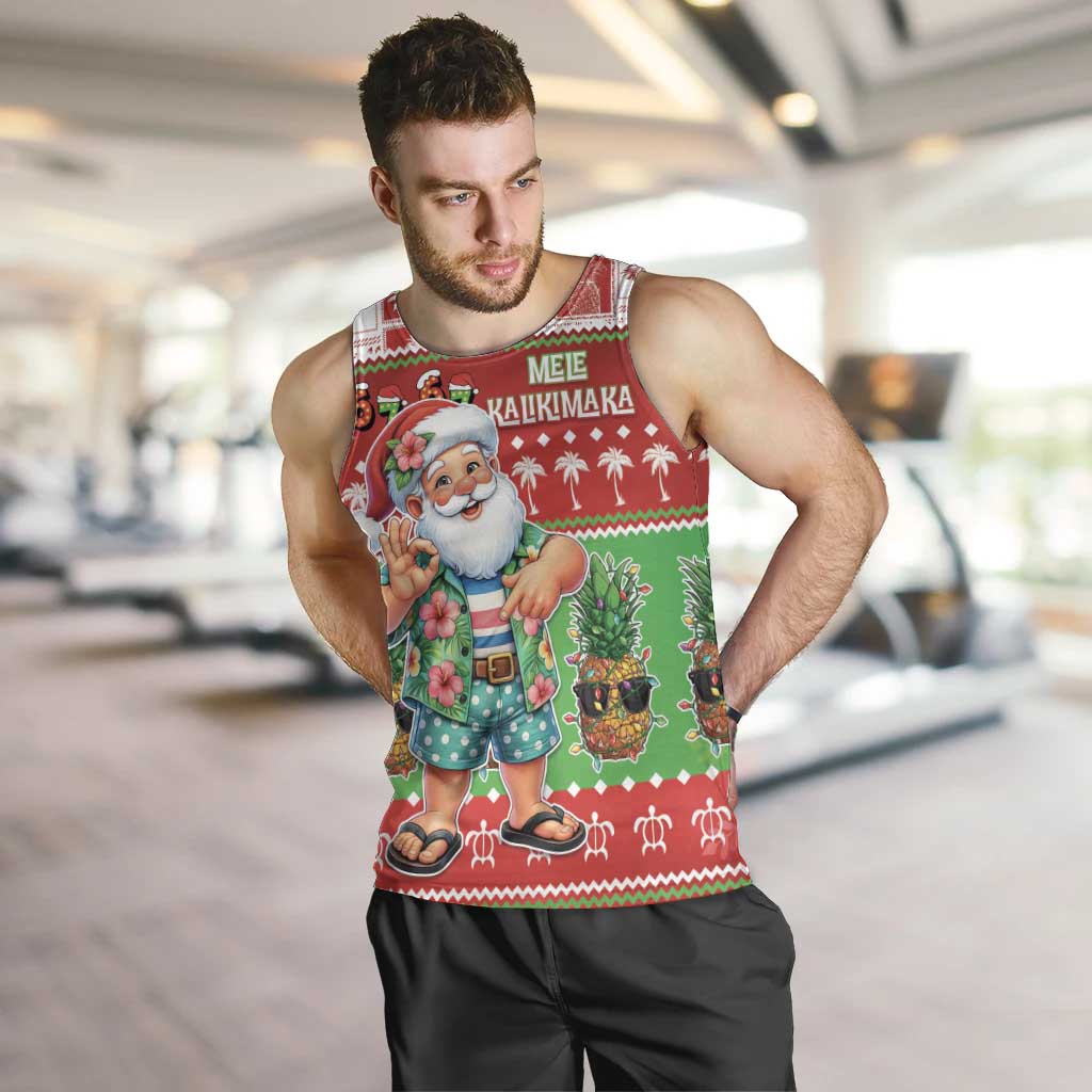 Mele Kalikimaka Hawaii Christmas Men Tank Top Funny Santa 67 Gen Alpha Slang LT05 Red - Polynesian Pride