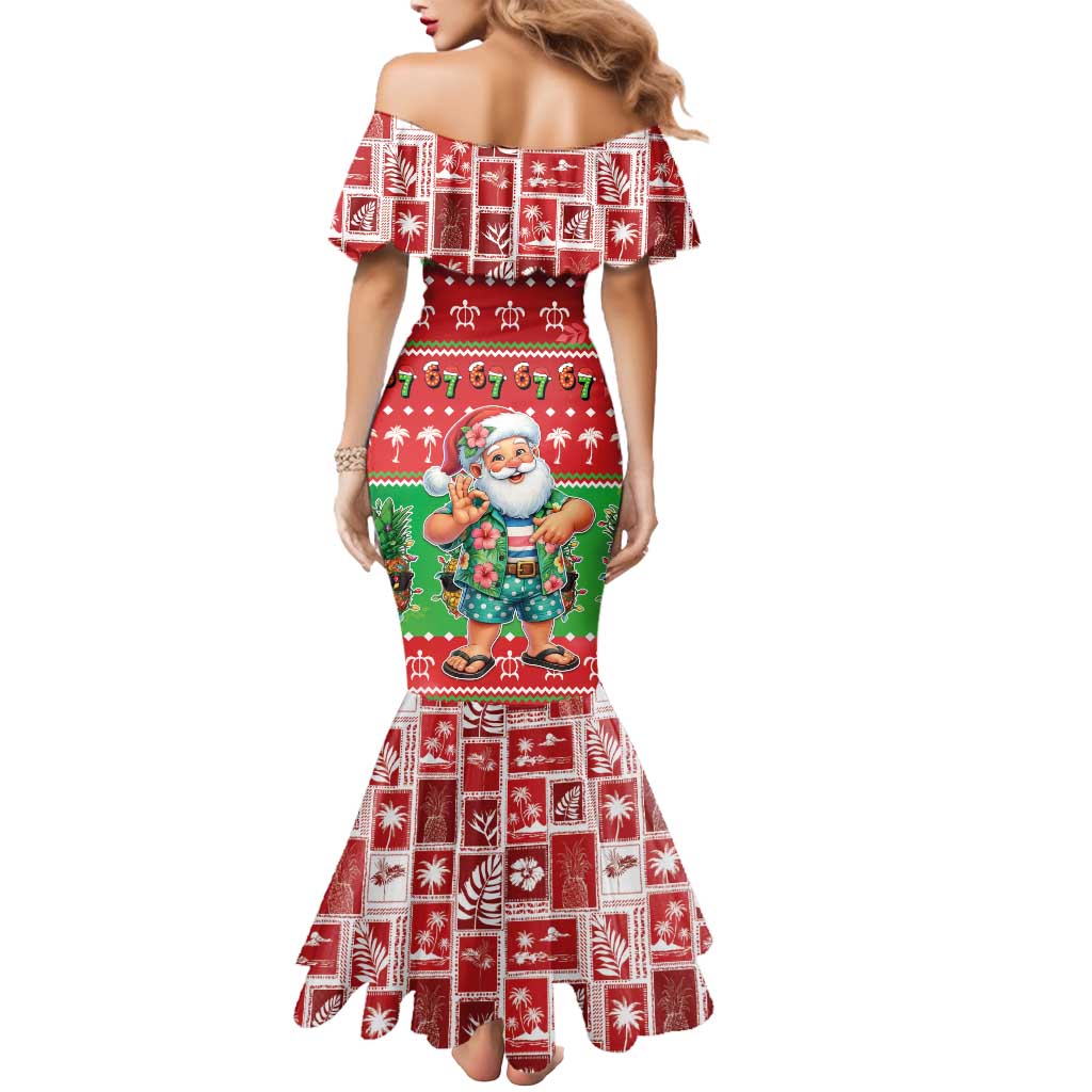 Mele Kalikimaka Hawaii Christmas Mermaid Dress Funny Santa 67 Gen Alpha Slang LT05 - Polynesian Pride