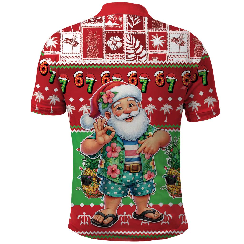 Mele Kalikimaka Hawaii Christmas Polo Shirt Funny Santa 67 Gen Alpha Slang LT05 - Polynesian Pride