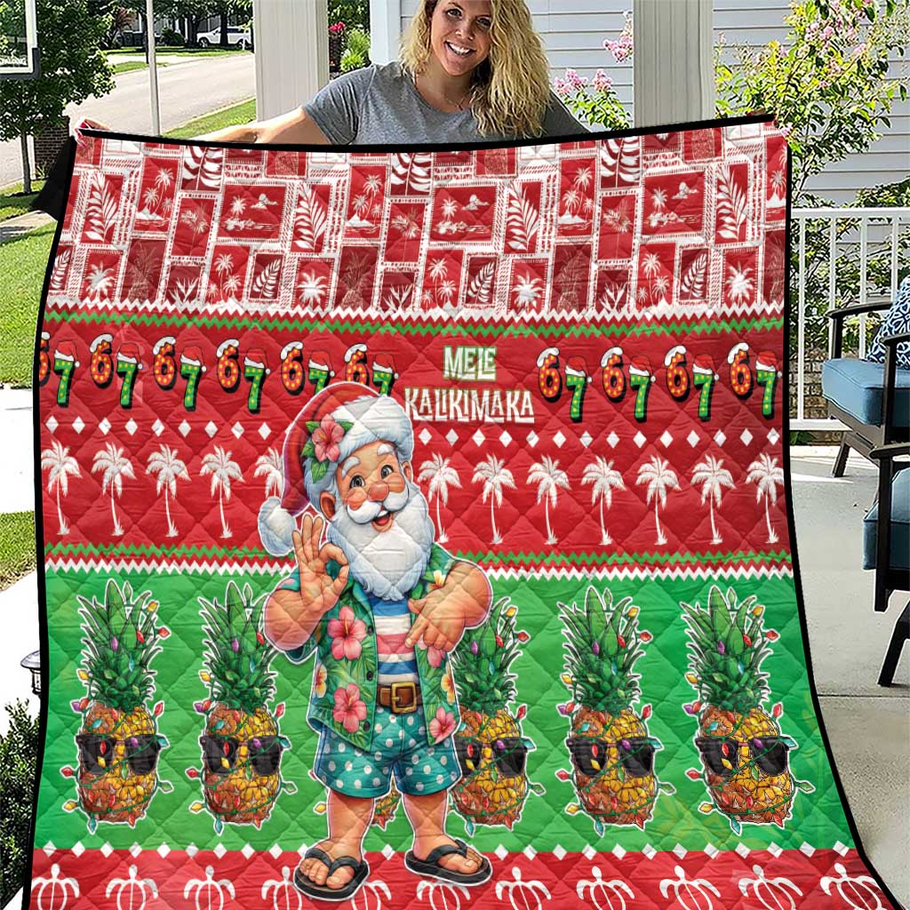 Mele Kalikimaka Hawaii Christmas Quilt Funny Santa 67 Gen Alpha Slang LT05 Red - Polynesian Pride