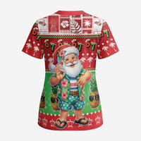 Mele Kalikimaka Hawaii Christmas Scrub Top Funny Santa 67 Gen Alpha Slang LT05 - Polynesian Pride