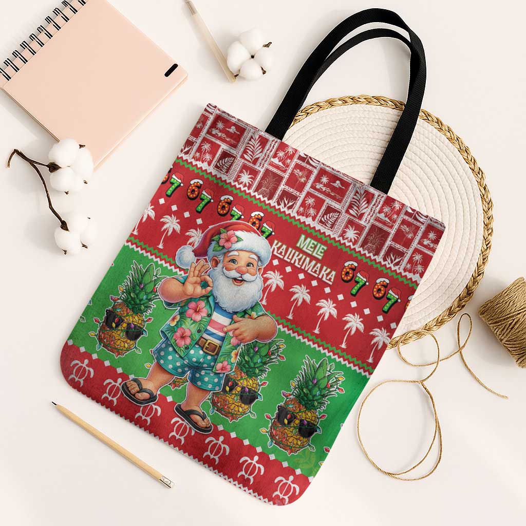 Mele Kalikimaka Hawaii Christmas Tote Bag Funny Santa 67 Gen Alpha Slang LT05 Black Strap One Size Red - Polynesian Pride