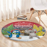 Christmas In July Round Carpet Funny Dabbing Dance Koala And Blue Penguins LT05 - Polynesian Pride