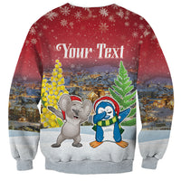Personalised Christmas In July Sweatshirt Funny Dabbing Dance Koala And Blue Penguins LT05 - Polynesian Pride
