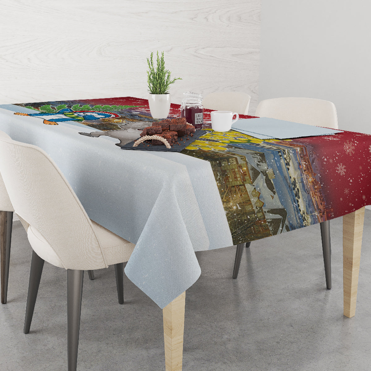 Christmas In July Tablecloth Funny Dabbing Dance Koala And Blue Penguins LT05 - Polynesian Pride