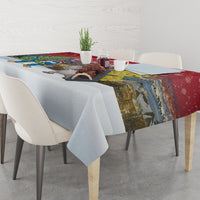Christmas In July Tablecloth Funny Dabbing Dance Koala And Blue Penguins LT05 - Polynesian Pride