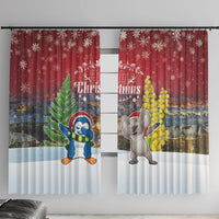 Christmas In July Window Curtain Funny Dabbing Dance Koala And Blue Penguins LT05 With Hooks Red - Polynesian Pride