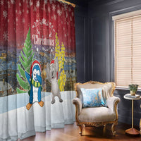 Christmas In July Window Curtain Funny Dabbing Dance Koala And Blue Penguins LT05 - Polynesian Pride