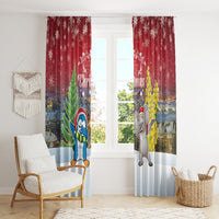 Christmas In July Window Curtain Funny Dabbing Dance Koala And Blue Penguins LT05 - Polynesian Pride
