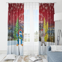 Christmas In July Window Curtain Funny Dabbing Dance Koala And Blue Penguins LT05 - Polynesian Pride