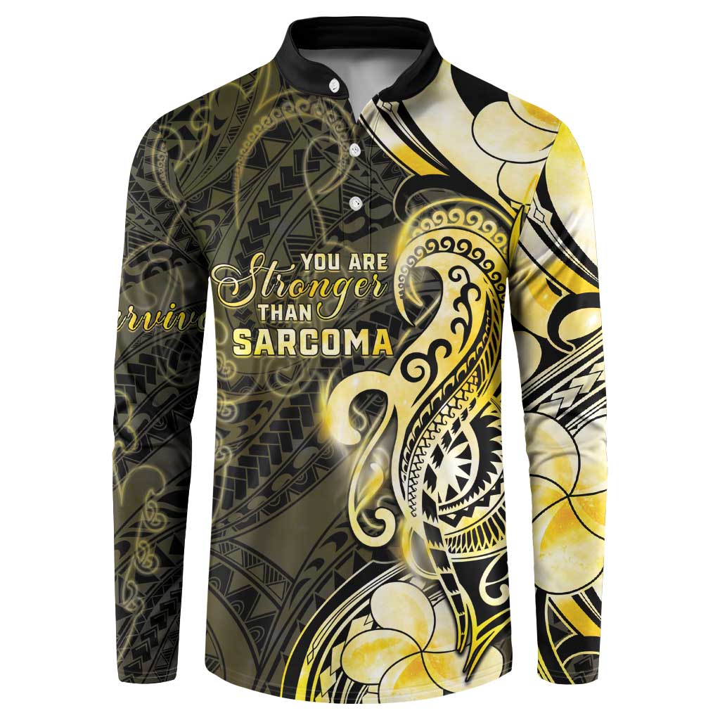 Sarcoma Awareness Button Sweatshirt You Are Stronger Than Sarcoma LT05 Yellow - Polynesian Pride