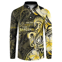Sarcoma Awareness Button Sweatshirt You Are Stronger Than Sarcoma LT05 Yellow - Polynesian Pride