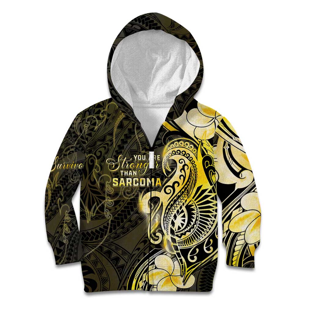 Sarcoma Awareness Kid Hoodie You Are Stronger Than Sarcoma LT05 Zip Hoodie Yellow - Polynesian Pride